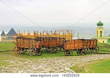 Carts in Khotyn fortress, Western Ukraine (XIII century)