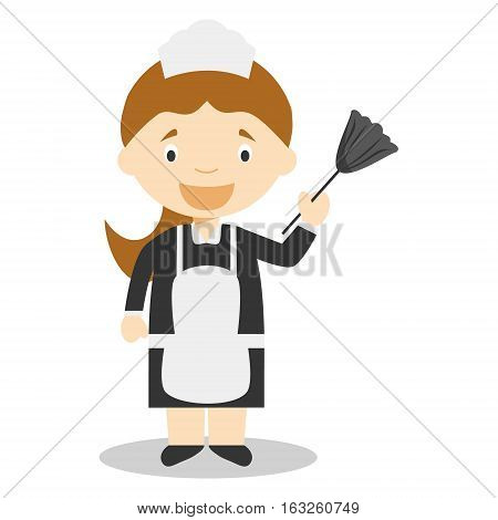 Cute cartoon vector illustration of a maid