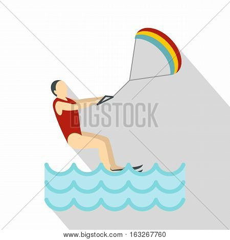 Kitesurfing icon. Flat illustration of kitesurfing vector icon for web