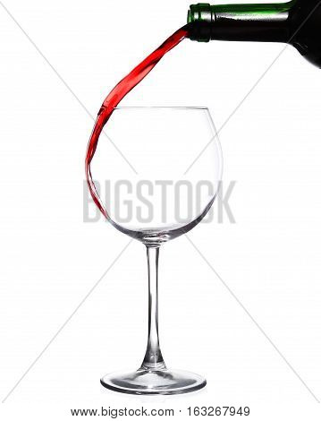 Red Wine Pouring On White Background