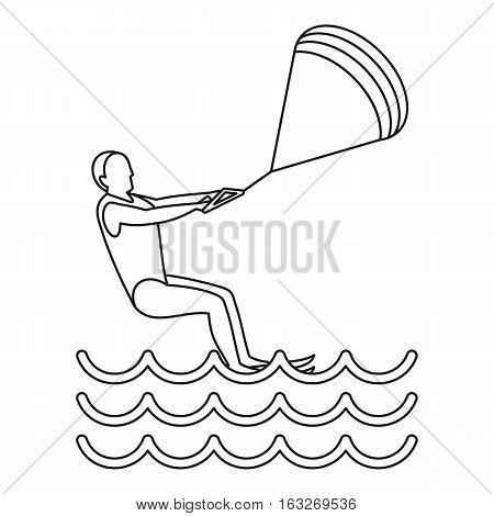 Kitesurfing icon. Outline illustration of kitesurfing vector icon for web