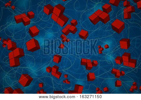 Multicolor abstract lines and shapes designs on dark background