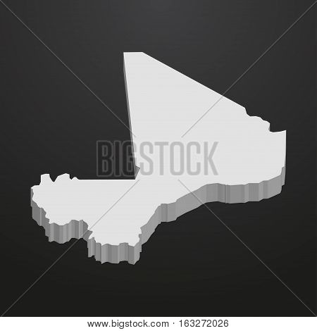 Mali map in gray on a black background 3d