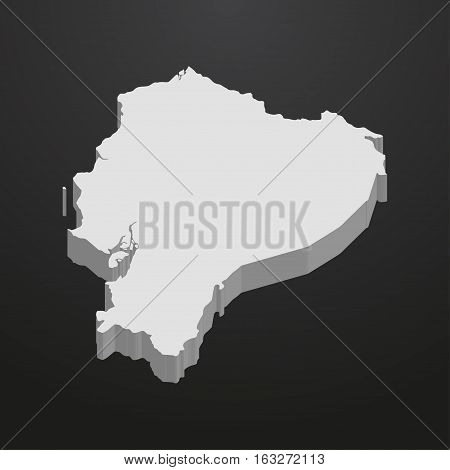 Ecuador map in gray on a black background 3d