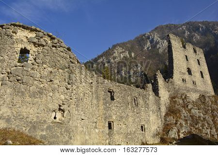 The 12th century Grad Kamen castle in Slovenia.
