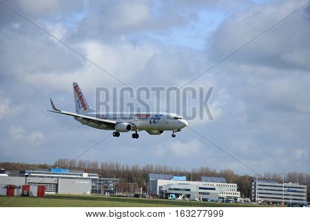 Amsterdam The Netherlands april 11 2015: EC-JBK Air Europa Boeing 737 approaching runway 09-27 Buitenveldert