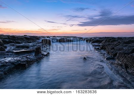 Sunrise on the Bar Beach in Newcastle NSW Australia.