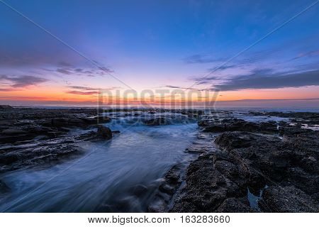 Sunrise on the Bar Beach in Newcastle NSW Australia.