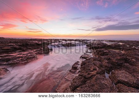Sunrise on the Bar Beach in Newcastle NSW Australia.
