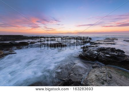 Sunrise on the Bar Beach in Newcastle NSW Australia.