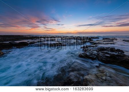 Sunrise on the Bar Beach in Newcastle NSW Australia.