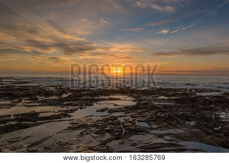Sunrise on the Bar Beach in Newcastle NSW Australia.