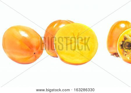 Fresh persimmon isolated on white background , exotic, food, fresh