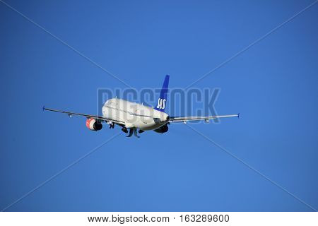 Amsterdam the Netherlands - August 18th 2016: OY-KAW SAS Scandinavian Airlines Airbus A320 taking off from Polderbaan Runway Amsterdam Airport Schiphol