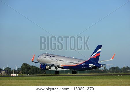 Amsterdam the Netherlands - August 18th 2016: VP-BLR Aeroflot - Russian Airlines Airbus A320-214 taking off from Polderbaan Runway Amsterdam Airport Schiphol