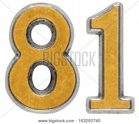 Metal numeral 81 eighty-one isolated on white background