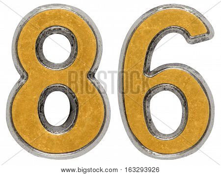 Metal numeral 86 eighty-six isolated on white background