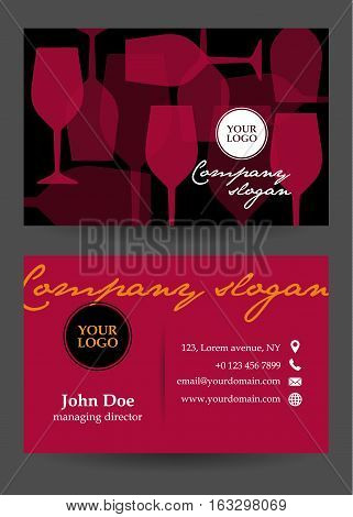 vector dark bink and black business card with glasses