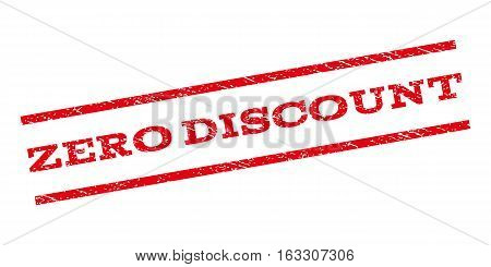 Zero Discount watermark stamp. Text tag between parallel lines with grunge design style. Rubber seal stamp with unclean texture. Vector red color ink imprint on a white background.