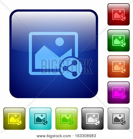 Share image icons in rounded square color glossy button set
