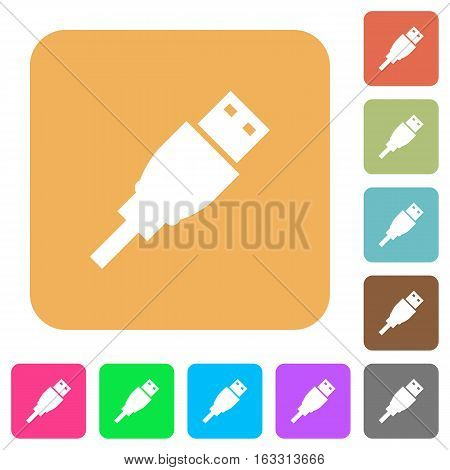 USB plug icons on rounded square vivid color backgrounds.