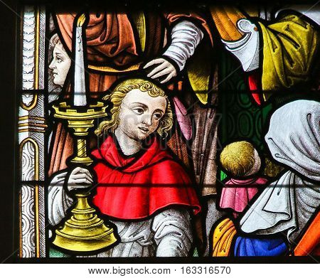 Stained Glass - Altar Boy And Candelabrum