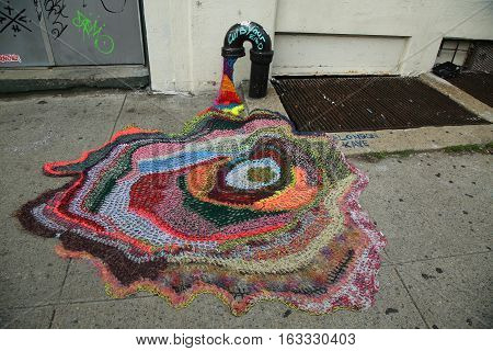 BROOKLYN, NEW YORK - JUNE 6, 2016: Street installation in Bushwick neighborhood of Brooklyn