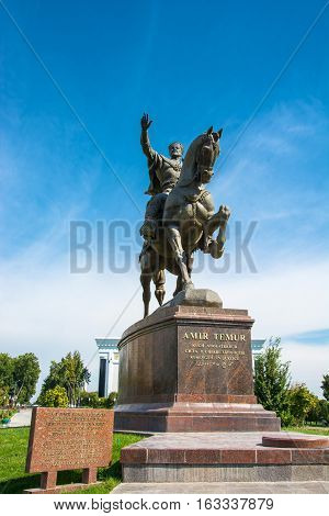 Monument Amir Timur In Tashkent, Uzbekistan.