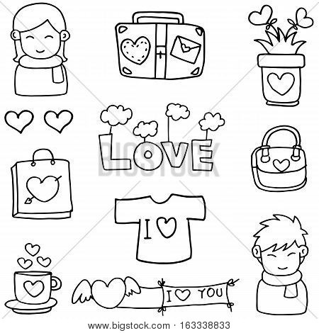 Collection stock love theme of doodles vector art