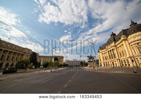 BUCHAREST ROMANIA - SEPTEMBER 3 2016: THE UNIVERSITY OF BUCHAREST IS ONE OF THE MOST IMPORTANT INSTITUTIONS OF HIGHER EDUCATION IN ROMANIA