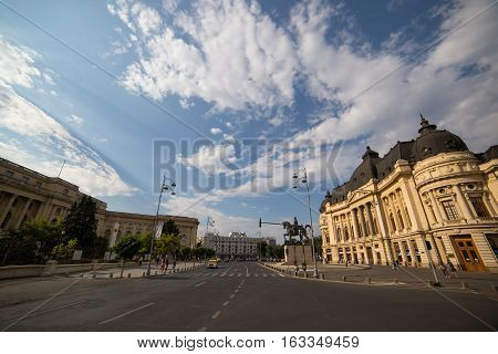 BUCHAREST ROMANIA - SEPTEMBER 3 2016: THE UNIVERSITY OF BUCHAREST IS ONE OF THE MOST IMPORTANT INSTITUTIONS OF HIGHER EDUCATION IN ROMANIA
