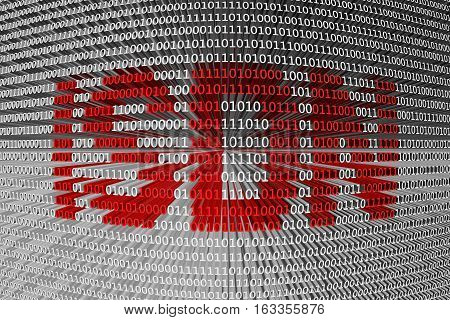ISDN in the form of binary code, 3D illustration