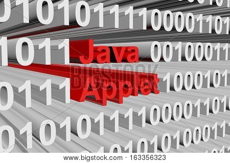java applet in the form of binary code, 3D illustration