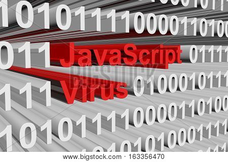 JavaScript virus are presented in the form of binary code 3d illustration