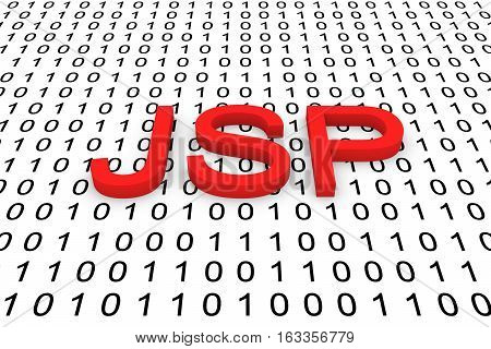 JSP in the form of binary code, 3D illustration