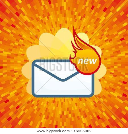 Vektor Mail ikon med varmt orange brand baggrund