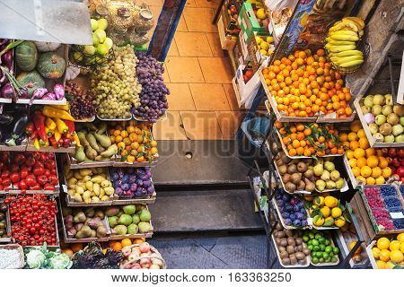 Above View Of Food In Greenery Shop