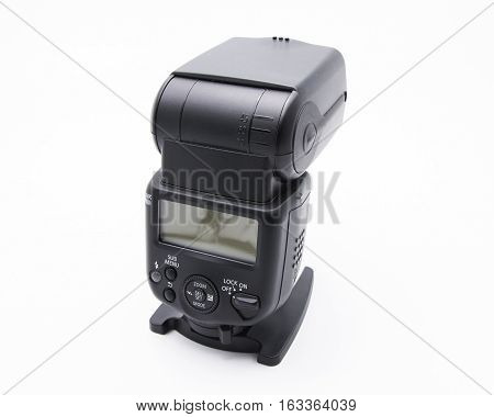 External Flash for DSLR Camera_Back Isolated on White Background