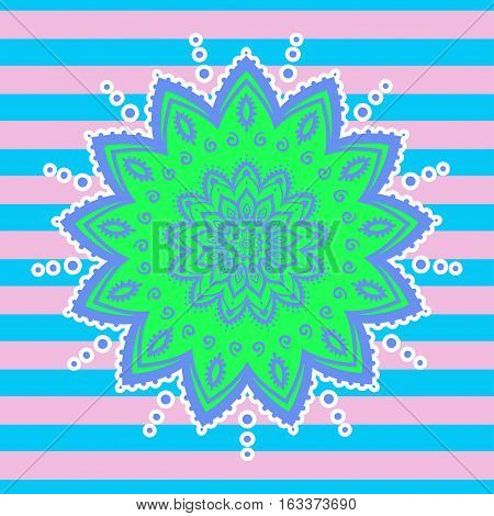 Mandala pattern neon color. Vector illustration. 90s, 80s style