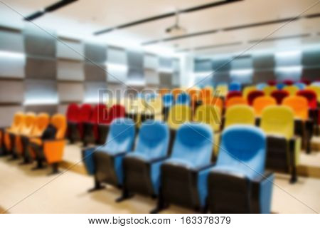 Abstract blurred colorful of the empty meeting or conference room. Interior room.