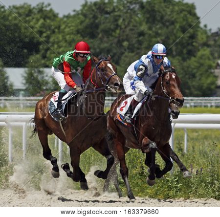 Horse race for the traditional prize Letni in Pyatigorsk,the largest in Russia.