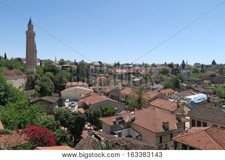 Yivli Minare Mosque, the Famous Landmark in Antalyas Oldtown Kaleici, Turkey