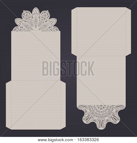 Abstract Wedding Cutout Invitation Template. Suitable For Lasercutting. Lace Folds.