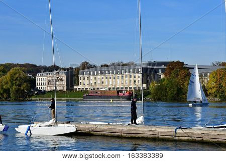 Meulan France - october 31 2016 : the picturesque city in autumn