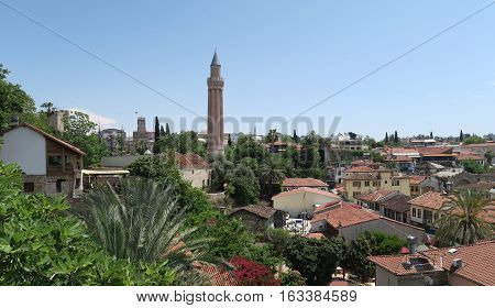 Yivli Minare Mosque, the Famous Landmark in Antalyas Oldtown Kaleici, Turkey