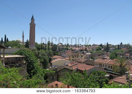 Yivli Minare Mosque, the Famous Landmark in Antalyas Oldtown Kaleici, Turkey