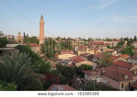 Yivli Minare Mosque, the Famous Landmark in Antalyas Oldtown Kaleici, Turkey