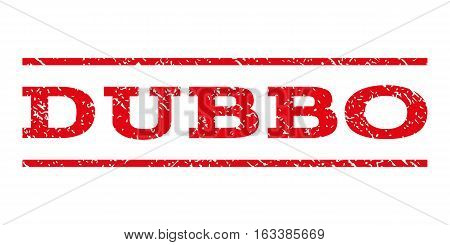 Dubbo watermark stamp. Text caption between horizontal parallel lines with grunge design style. Rubber seal stamp with dirty texture. Vector intensive red color ink imprint on a white background.