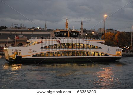 ISTANBUL/TURKEY-AUGUST 13, 2016: City Line's Ship Goksu at the Kadikoy port of Istanbul. August 13, 2016-Istanbul/Turkey