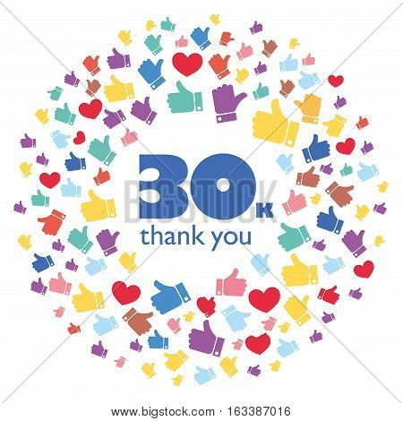 Vector pattern of colored likes 30K subscribers